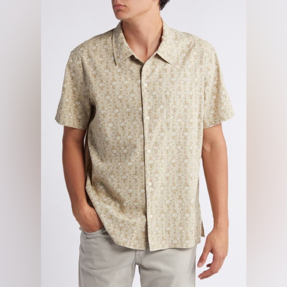 TREASURE & BOND Trim Fit Medallion Cotton & Linen Shirt ♠️NEW WITH TAGS♣️